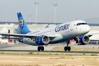 D-AICN @ LEPA - Condor (Thomas Cook) Airbus A320-214 with Soopy and friends stickers take-off in PMI/LEPA
