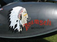 N7491 @ KOSH - EAA AirVenture 2010. Up close view of the artwork on the nose. - by Kreg Anderson