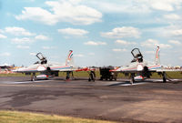 K-3072 @ MHZ - NF-5A Freedom Fighter of the Royal Netherlands Air Force's Double Dutch aerobatic display team  on the flight-line at the 1988 RAF Mildenhall Air Fete. - by Peter Nicholson