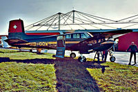 HB-GOW @ LFPN - Beech H50 Twin Bonanza [DH-318] Toussus Le Noble~F 16/09/1978. Taken from a slide.