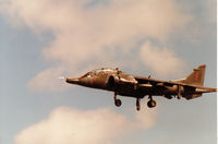 XW270 @ EGQS - Harrier T.4 of 4 Squadron then based at RAF Gutersloh in Germany landing on Runway 23 at RAF Lossiemouth in May 1989. - by Peter Nicholson