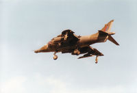 XZ966 @ EGQS - Harrier GR.3 of 4 Squadron then based at RAF Gutersloh in Germany landing on Runway 23 at RAF Lossiemouth in May 1989. - by Peter Nicholson