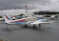 N8467Y @ KSQL - 1967 piper PA-30 Twin Comanche expecting rain on visitors ramp @ San Carlos, CA - by Steve Nation