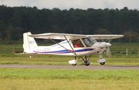 G-JENK @ EGFP - Resident Ikarus C42 departing Runway 04 - by Roger Winser