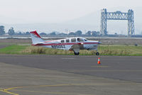 N8505Z @ KAPC - ex-Japan Air Lines A36 Bonanza after maintenance flight - Napa River RR Bridge in background (JAL closed training program with IASCO in October 2010 after nearly 40 years) - by Steve Nation
