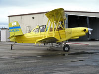 N36265 - Tolle's Flying Service (Robbins, CA) 1983 turbine G-164B doing pre-flight run-up at owner's private airstrip near junction of State Hwy 113 and Reclamation Road - applying dry fertilizer to wheat this day with spreader - by Steve Nation