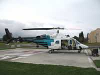 N29KH @ 5CL2 - CALSTAR 1981 Bell 222 with doors open on standby @ St. Louise Regional Hospital Heliport, Gilroy, CA - by Steve Nation