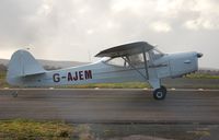 G-AJEM @ EGFH - Auster Autocrat taxing to Runway 22 - by Roger Winser
