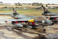 J-4022 @ EGVA - Hunter F.58 of the Patrouille Suisse aerobatic display team on the flight-line at the 1993 Intnl Air Tattoo at RAF Fairford. - by Peter Nicholson