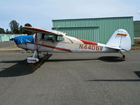 N4406V @ KPVF - 1948 Cessna 170 with blue hefty bag over engine @ Placerville, CA - by Steve Nation