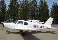 N5823U @ KPVF - Locally-based all white 1970 Piper PA-28-140 @ Placerville, CA - by Steve Nation