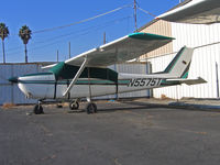 N5575T @ KRHV - Locally-based 1964 Cessna 172E with cockpit covered poses in bright sunshine @ Reid-Hillview Airport, San Jose, CA - by Steve Nation