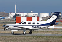 N951CS @ KCCR - Pilot of Galloway Air (Charlotte, NC) 1999 Piper PA-46-350P checks for traffic before turning on to RWY 1L for flight to KSBA/Santa Barbara Municipal Airport, CA @ Buchanan Field, Concord, CA - by Steve Nation