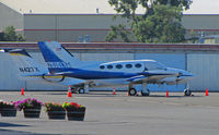 N414KM @ KAPC - San Antonio, TX-based 1976 Cessna 414 with cockpit cover on visitors ramp @ Napa County Airport, CA - by Steve Nation