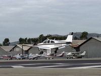 N599DS @ SZP - 1967 Beech E33A BONANZA, Continental IO-520-B 285 Hp, landing Rwy 22 - by Doug Robertson
