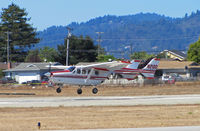 N2QD @ KWVI - Locally-based Cessna T337G landing @ 2010 Watsonville, CA Fly-in - by Steve Nation
