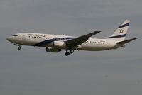 4X-EKI @ EBBR - Arrival of flight LY331 to RWY 25L