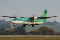 EI-SLM @ EGGW - Aer Lingus regional ATR72 landing on RW26 - by Chris Hall