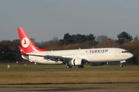 TC-JHB @ EGCC - Turkish Airlines B737 touching down on RW05L - by Chris Hall