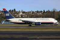 N249AU @ KBFI - A rare sight at BFI was this US Airways 767-201. Aircraft was used for the charter that carried the Carolina Panthers professional football team. - by Joe G. Walker