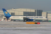 G-FCLD @ EGCC - Thomas Cook B757 making an emergency landing with an engine bleed problem. - by Chris Hall