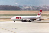 OD-AHE @ GVA - Boeing 707-323C of Middle East Airlines of Lebanon arriving at Geneva in March 1993. - by Peter Nicholson
