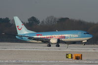 G-THOP @ EGCC - Thomson B737 landing on RW05L - by Chris Hall
