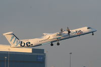 G-JECX @ EGCC - flybe Dash-8 departing from RW05L - by Chris Hall