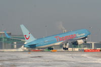 G-OBYG @ EGCC - Thomson B767 departing from RW05L - by Chris Hall