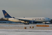 5B-DBS @ EGCC - Cyprus Airways A330 landing on RW05L - by Chris Hall