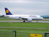 D-AILU @ EGCC - Luft. A319 D-AILU departs. I had bought a model of this on THAT morning - by Manxman