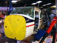G-KWAX @ EGBD - undergoing a rebuild after a heavy landing which caused the nose wheel to collapse. - by Chris Hall
