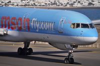 G-BYAU @ GCRR - Thomson's 1994 Boeing 757-204, c/n: 27220 arrives at the Lanzarote holding point - by Terry Fletcher