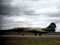 FX90 @ EGWZ - F-104G Starfighter of 1 Wing Belgian Air Force Slivers aerobatic display team taxying at the 1975 RAF Alconbury Airshow. - by Peter Nicholson