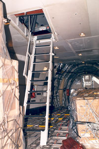 JA8165 @ ANC - JAL Cargo Freighter, Stair to main cargo deck. - by Henk Geerlings