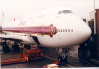 HS-TGH @ EGLL - Thai , B747-400 Flt LHR - Schiphol Jan '91 - by Henk Geerlings