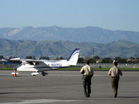 N37FG @ OXR - 2008 Vulcanair Spa P68-OB2 OBSERVER, two Lycoming IO-360-A1B6 200 Hp each. Crew walking to aircraft. State of California operates three of these aircraft. - by Doug Robertson