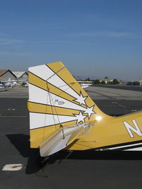 N4187Y @ SZP - 1977 Bellanca 8KCAB SUPER DECATHLON, Lycoming AEIO-360 180 Hp, tail logo - by Doug Robertson