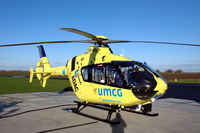 PH-MMT @ EHOW - EC135P2 medical evacuation helicopter of the Dutch Automobile Association (ANWB) during a refuelling stop at Oostwold airfield.
