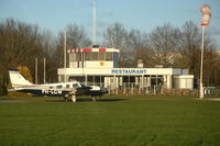 PH-LGW @ EHHO - Piper Seneca V in front of the restaurant and tower of Hoogeveen airfield in the Netherlands. - by Henk van Capelle