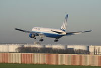 N647UA @ EBBR - Flight UA972 is descending to RWY 25L - by Daniel Vanderauwera
