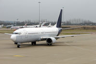 YR-BAI @ EGGW - Blue Air 1989 Boeing 737-4Y0, c/n: 24134 arriving on stand at Luton - by Terry Fletcher