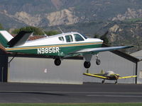 N9856R @ SZP - 1960 Beech M35 BONANZA, Continental IO-470-C 250 Hp, landing Rwy 04 - by Doug Robertson