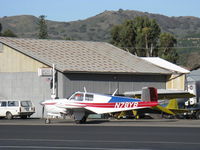 N78YB @ SZP - 1950 Beech B35 BONANZA, Continental E-225-8 196 Hp for one minute @2,450 rpm, 185 Hp continuous, tip tanks, taxi to Rwy 04 - by Doug Robertson