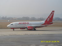 D-AGEU @ LOWG - Notice the small operated by Germania-title under the cockpit window.