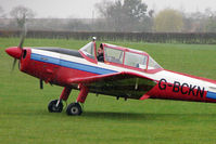 G-BCKN @ EGNF - 1952 De Havilland DHC-1 Chipmunk 22 (Lycoming), c/n: C1/0707 taxies in at Netherthorpe in torrential rain