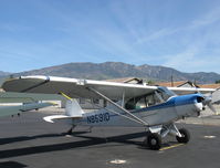 N8591D @ SZP - 1958 Piper PA-18A SUPER CUB, Lycoming O-320 150 Hp. The -18A built as single place cropduster with hopper, this one is two place with extended wings/ailerons. Mult. Cert. - by Doug Robertson