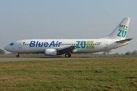 YR-BAE @ EGGW - Blue Air's Logojet - 1997 Boeing 737-46N, c/n: 28723 at Luton - by Terry Fletcher