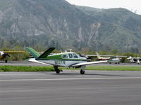 N112TW @ SZP - 1973 Beech V35B BONANZA, Continental IO-520-B 285 Hp, tip tanks, landing roll Rwy 22 - by Doug Robertson