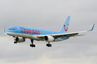 G-OOBG @ EGCC - now in Thomson colours - by Chris Hall